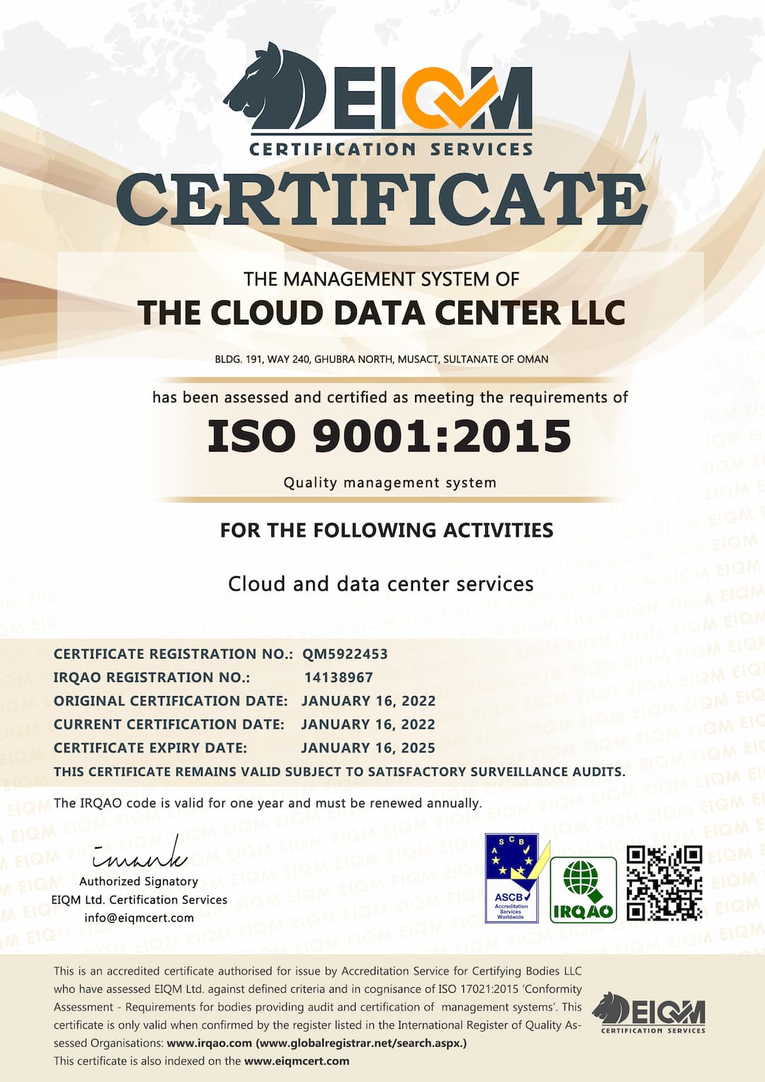 Cloud Acropolis ISO9001